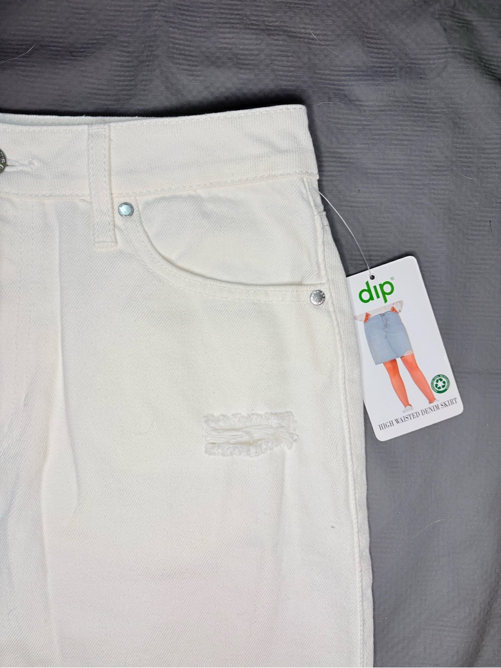 NWT - dip - White High-Waisted Distressed Denim Skirt - Women’s 8 - Picture 2 of 5